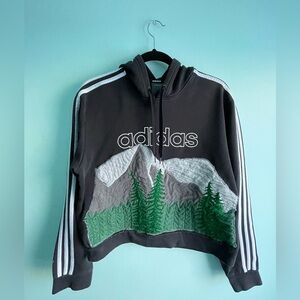 Upcycled Moutains Adidas black hoodie